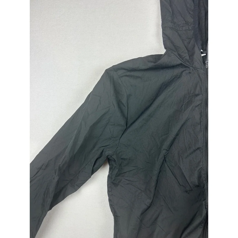 Adidas Jacket Woman's L Black Hooded Full‎ Zip Ultralite Lightweight Polyamide